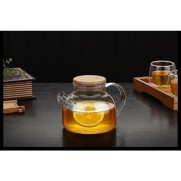 Lämmönkestävä läpinäkyvä lasinen teekannu Vuotava kahvipannu bambukannella Kotitalouksien teekannu