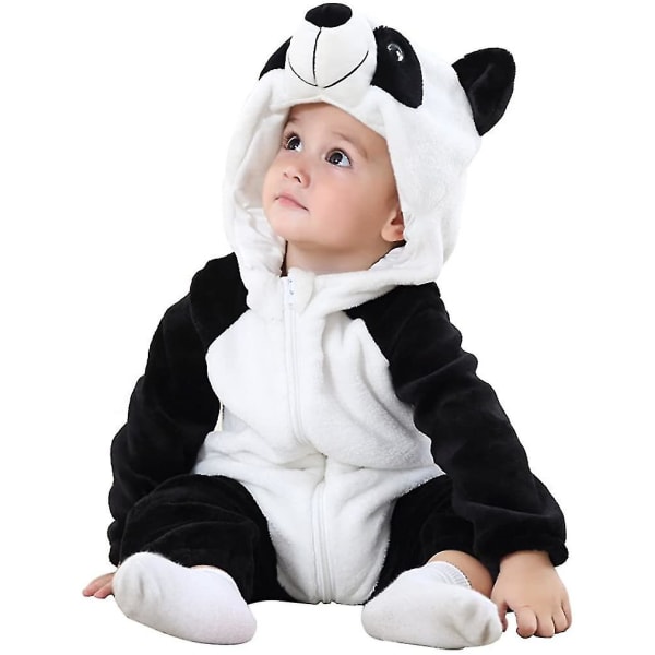Unisex baby dyrekostyme vinter høst flanell hette jakke cosplay (størrelse, farge: 90 cm-panda