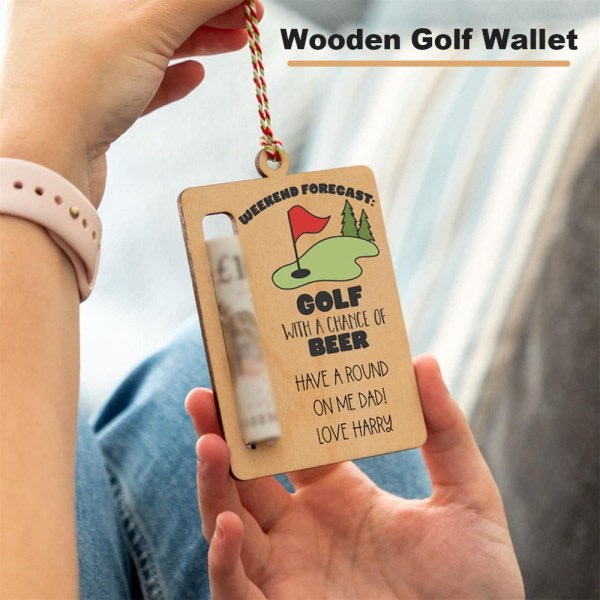 Personlig fars dag plånbok klämma DIY gratulationskort Display Stand Födelsedagspresent golfplånbok