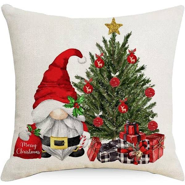 Juleputetrekk 18 x 18 tommer sett med 4 juleputetrekk juletre snøscene lastebil nissen trykk julepynt pute