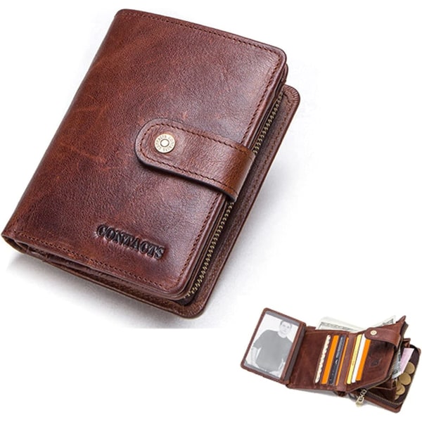 Miesten lompakko nahkainen ruskea RFID-suojauksella valmistettu lompakko