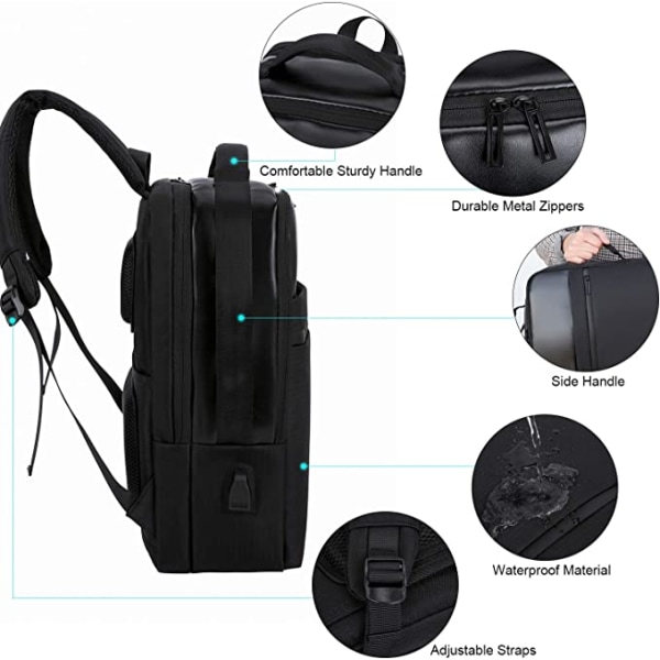 Vandtæt 15,6" business laptop rygsæk med USB char