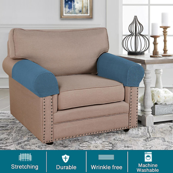 2 Pack sohvan käsivarsien päälliset Joustavat käsinojan cover nojatuoliin (väri: vaaleanharmaa)