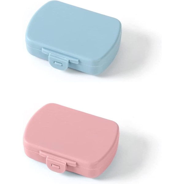 Bärbar Pill Organizer, 6-fack Mini Plastic Pill Organizer, Pill Förvaringslåda för förvaring av vitaminer, mediciner och mer - Blå och Rosa, 2 stycken