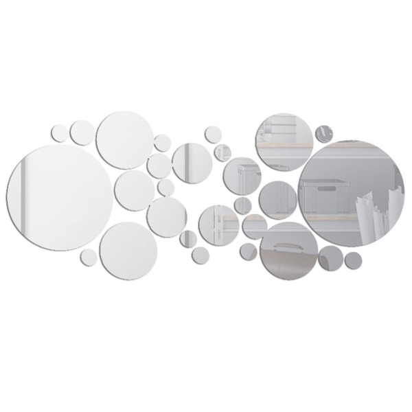 30 stk speil veggdekorer runde sirkler veggklistremerker Avtakbare akryl dekorative speil gjør-det-selv hjemmedekorasjoner til soverom, bad, stue--