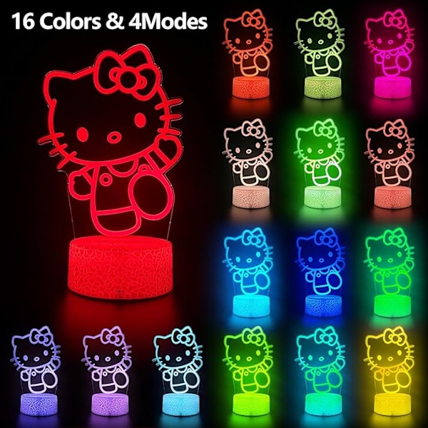 Katt Nattlampa Söt Nattlampa - Animekaraktärer 16 färgvariationer dekorerad Kattlampa med fjärrkontroll (USB-kontakt)