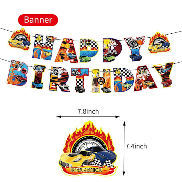 Hot Wheels Kids Happy Birthday Party Supplies Banner Balloons Cake Topper Dekorasjon Sett