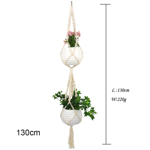 Macrame växthängare inomhus utomhus hängande växthållare Hängande planteringsställ Blomkrukor för dekorationer 100cm