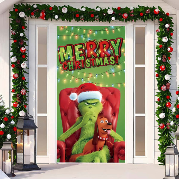 Juldørsmatte God Jul Grinchmas Font Veranda Skilt Vinter Nyttår Jul Jul Hjemfest Dekorasjoner og Tilbehør