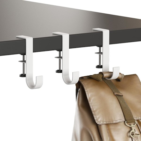 3 stk. Stå op skrivebord butik klemme-på under skrivebord rygsæk bøjle taske pung krog til kontor bord klemme håndtaske holder små kroge justerbar