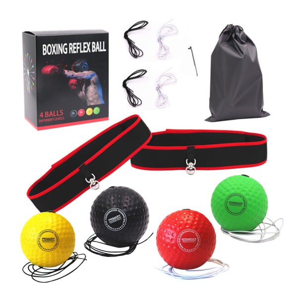 2/4 Ball Boxing Reflex Ball Pannband Set Slitstark letspillet bollleksak for mænd Tonåring Barn 2 bollar