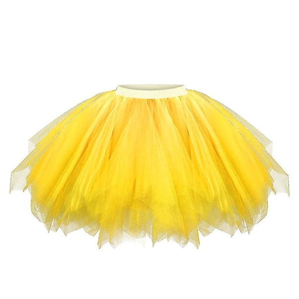 Kvinnor Mesh Tyllkjol Princess Elastisk kjol Vuxen Kort Tutu Dansande kjol Yellow XXL
