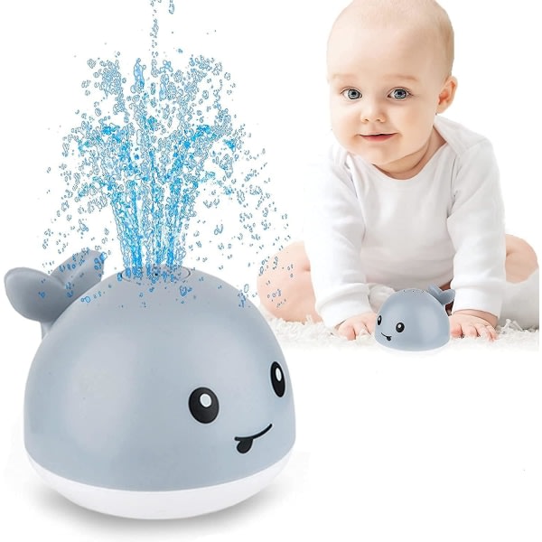Induksjon Spray Whale Baby Water Toy Sprinkler Badkar Dusch Leksak Med Ljus Och Musik Grå
