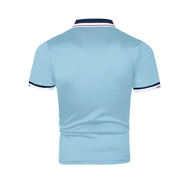 Herremode golfpoloskjorter Kortærmede afslappet T-shirt Sportstennisskjorte Sommerskjorter Søblå XL
