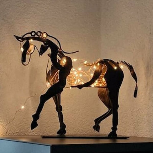 Metal Horse Skulptur Adonis Ornament Dekoration, 3D Håndlaget Ope