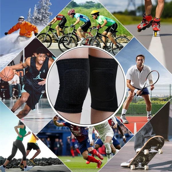 Knäskydd för volleyboll for danse, Mjuka andningsbara knäskydd för män Dam Knäskydd för barn, Löpcykelträning (Medium-svart)