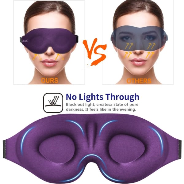 Sömnögonmask for män, kvinner, 3D-format kupa