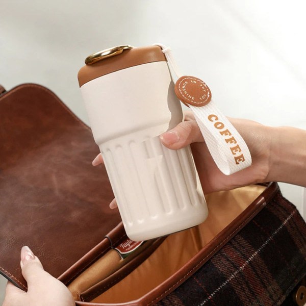 Kaffemugg med temperaturdisplay Bärbar vattenflaska i rostfritt stål för resor Silver Coffee