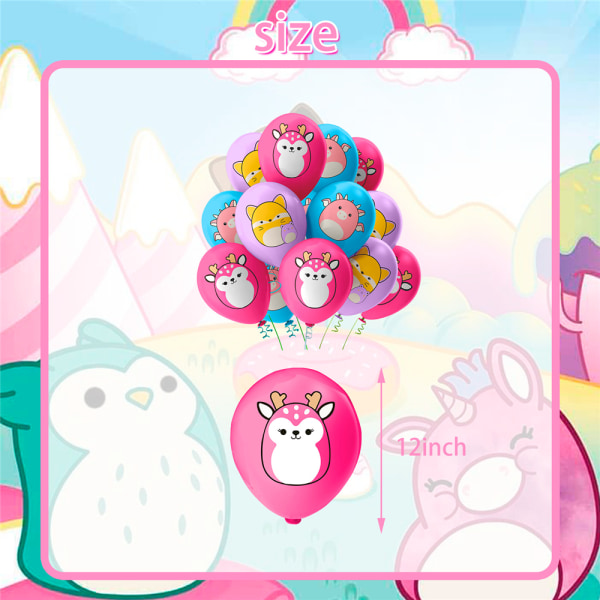 Squishmallow syntymäpäiväjuhlat koristepallokakun topperit