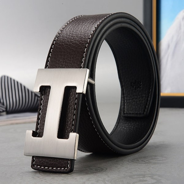 Belte Herre Casual Trendy Allsidig Mellomaldrende Personer Ungdom Buksebelte Oransje Sølvspenne Orange Silver Buckle 120cm