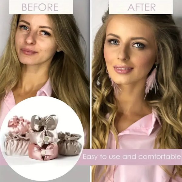 2-delad Hårcurlersats för Naturliga Mjuka Vågor - Lätt att Använda, Sov-Curlers, Hätta, Värmefri, DIY Hårcurlers och Stylingverktyg