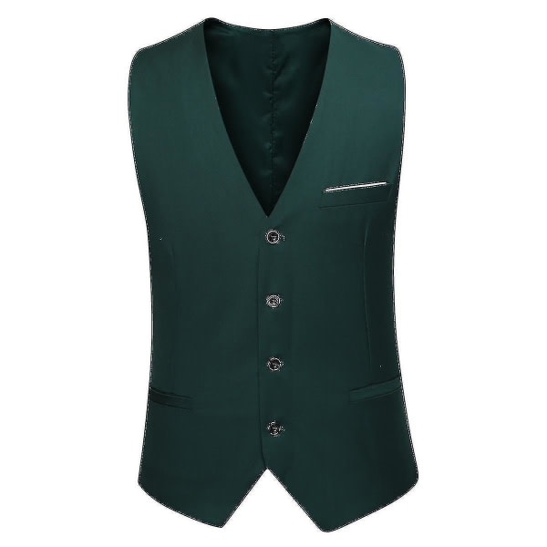 Herredragt Business Casual 3-delt jakkesæt Blazerbukser Vest 9 farver B Grøn M