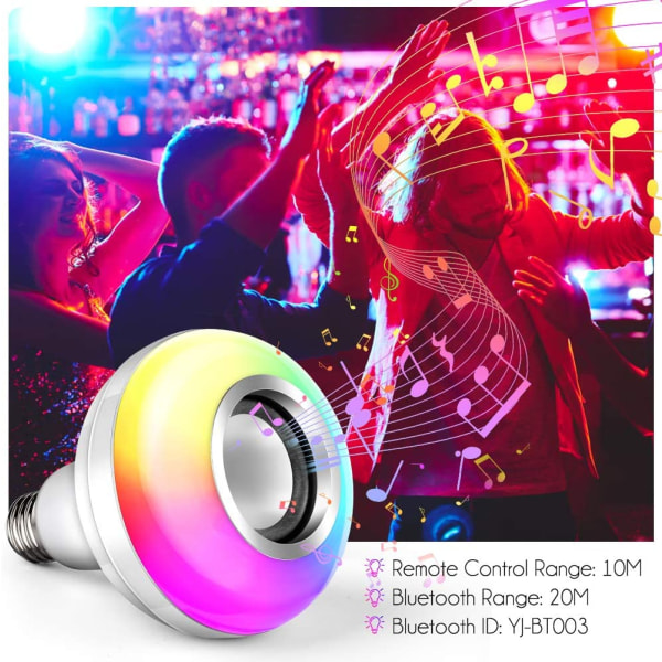 Musik LED pære, E27 Bluetooth højttaler RGB farve Ch