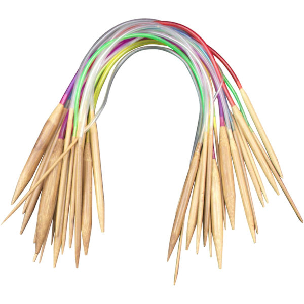 Bambu Stickor, Set med Längd 24/31,5/47 tum, 18 Storlekar: 2-10 mm