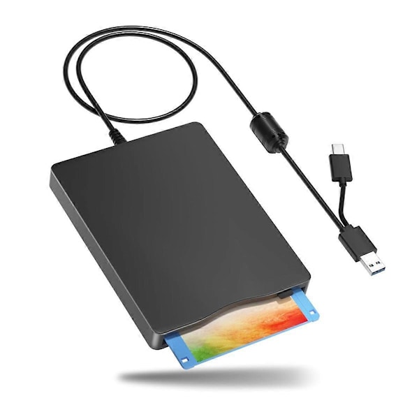 Diskettstasjonsleser, 3,5 tommers ekstern diskettstasjon med USB Type-C, bærbar FDD-diskettstasjon for bærbar PC LGL Black