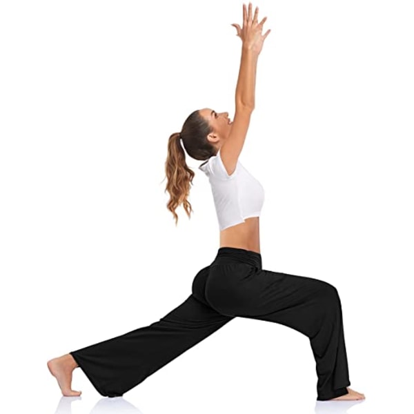 Yogabukser med brede ben for kvinner med høy midjelommer, M