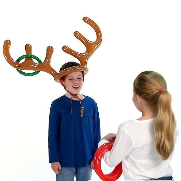 Julspel Uppblåsbart Renhorn Hatt Ringkastning Navidad Natal Julklapp till barn Nyårspresent Xmas Decor Noel 2022