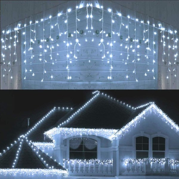 Julgardinljus, 400 LED 10m Fairy Lights-vinduer innenhus