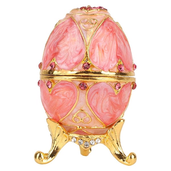 Vintage håndmalet Faberge æg-stil hængslet smykkeskrin med emalje Faberge æg sæt med funklende diamanter
