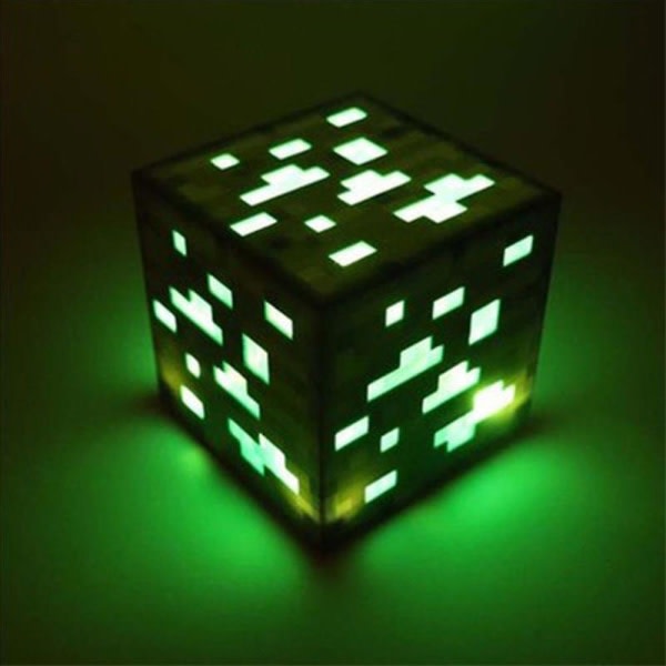 Minecraft Light-up Stone Ficklampa Diamond Ore Säkert att hålla grisarna borta Nattljus Miners Lamp Fans Present Green