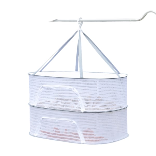 Multifunktionellt torknät Vindtätt dragkedja Fiskfrukttorkställ för balkong två lager 40 * 60 cm