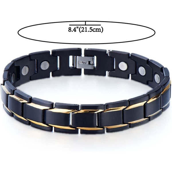 Magnetic Men's Stainless Steel Gold Black Power Element Brac