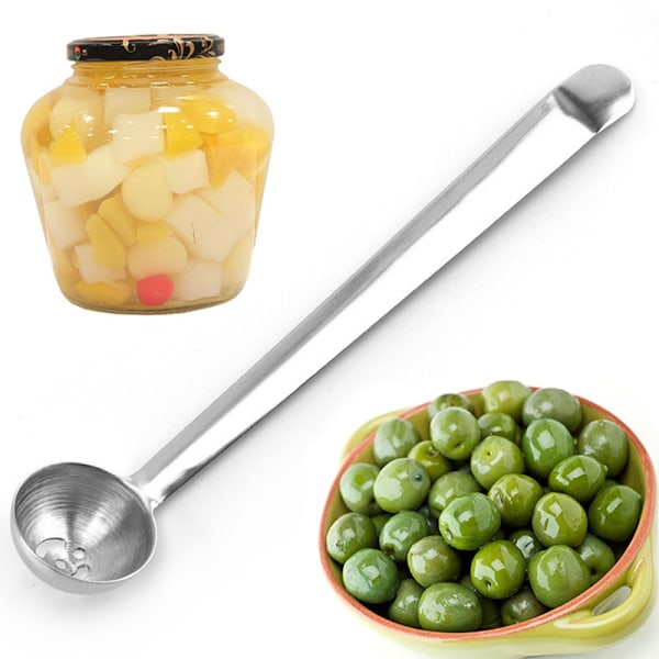 Olivsked i rostfritt stål med dräneringshål, slitsad sked J Silver