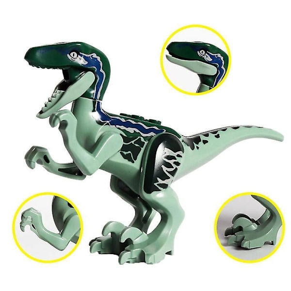 Jurassic World Dinosaur Legetøjssæt - 20 Dele T-Rex & Raptor Figurer [YD]