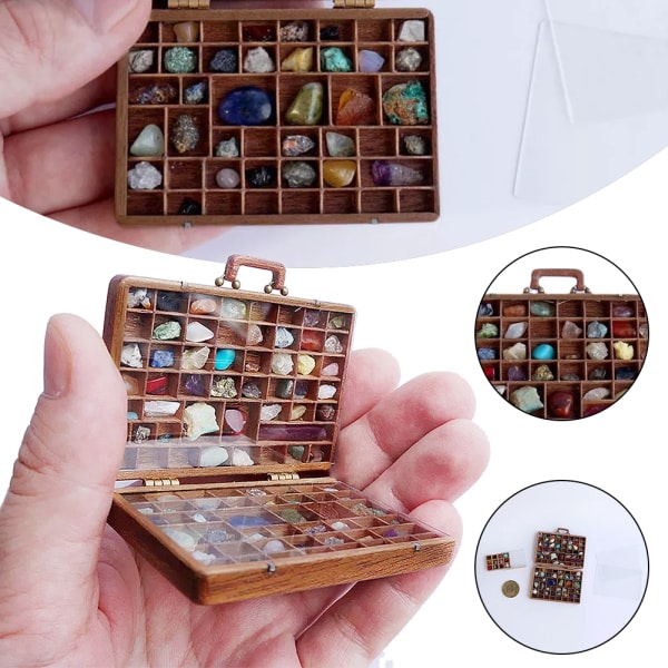 Trä resväska hantverk med sten kompakt och delikat för sten display Trälåda
