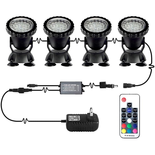 36LED RGB Undervandsdamlamper - IP68 Vandtæt Poolbelysning