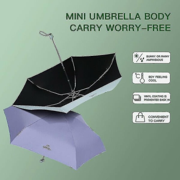 Ultrakevyt litteä sateenvarjo Uv aurinkosuoja sateenvarjo sateen