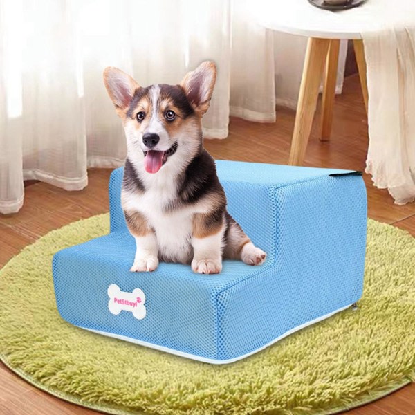 Husdjurstrappa Vikbara tvättbara hundtrappor för husdjur till bilens bagageutrymme blå
