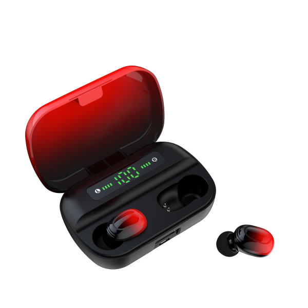 (Punainen) Langattomat kuulokkeet mini Bluetooth urheilukuulokkeet kuulokkeet LED d