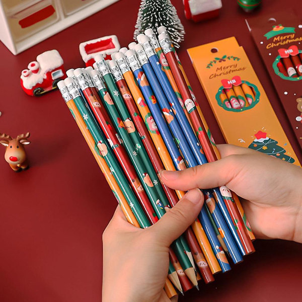12 julskisspennor med suddgummipennor för att skriva och dra