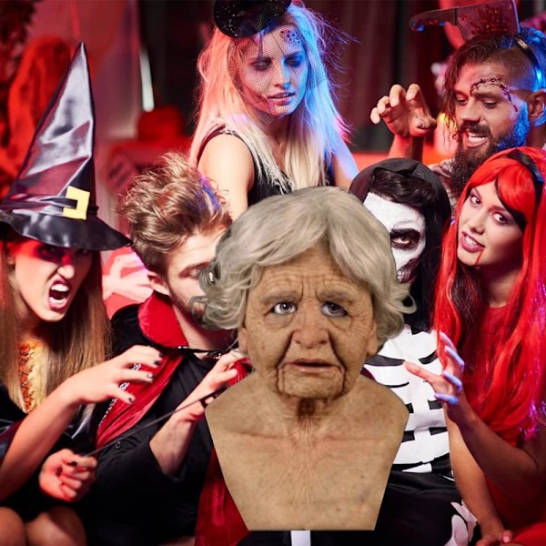 Latexmaske til Halloween, Gammel Mand Dekor Realistiske masker C
