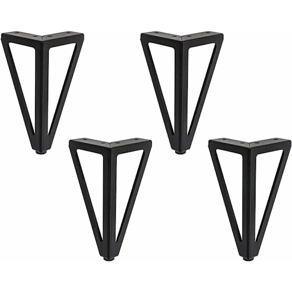 4 svarta möbelben, köksfötter, 6/15 cm triangulära svarta möbelskåpsben, DIY-ersättning svart för soffben, soffbord