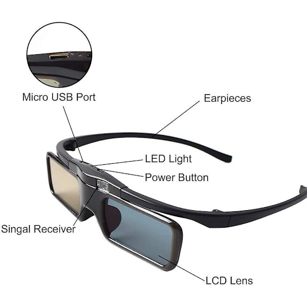 Ladattavat Bluetooth RF 3D -aktiivilasit Sony 3D TV -projektoreille Tdg-bt500a