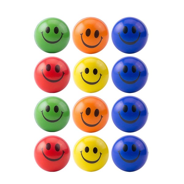 12 st/lot 6,3 cm Smile Face Foam Ball Squeeze Stress Ball Relief Leksak Hand Handledsträning Leksaksbollar