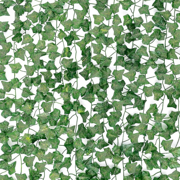 12 bitar av falsk murgröna falsk rotting, silk murgröna krans grön växt konstgjord grön hängande växt vinstockar hög kvalitet