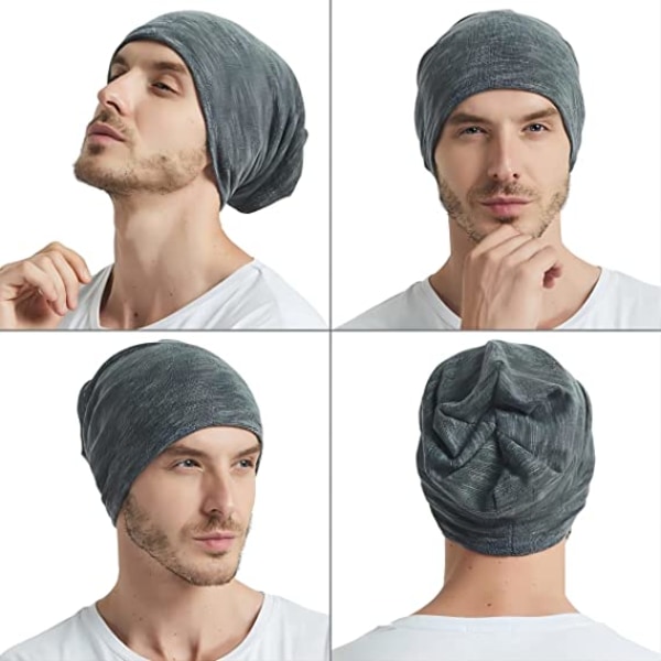 Slouch Beanie Hat, 2 pakker Unisex Jersey Skull Cap Baggy Hat Modehovedbeklædning til mænd og kvinder